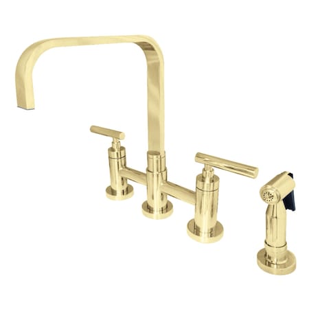 Kingston Brass Manhattan 2-Handle Kitchen Faucet W/Brass Side Sprayer, Brass KS8252CMLBS